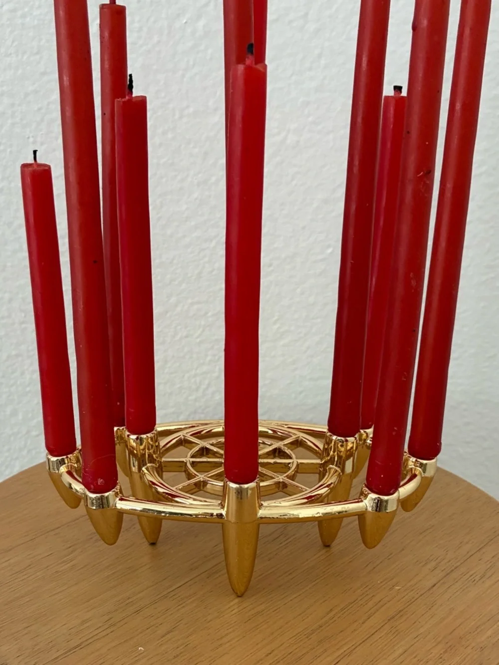 Vintage MCM Gold Atomic Tiny Taper Candle Holder Candelabra